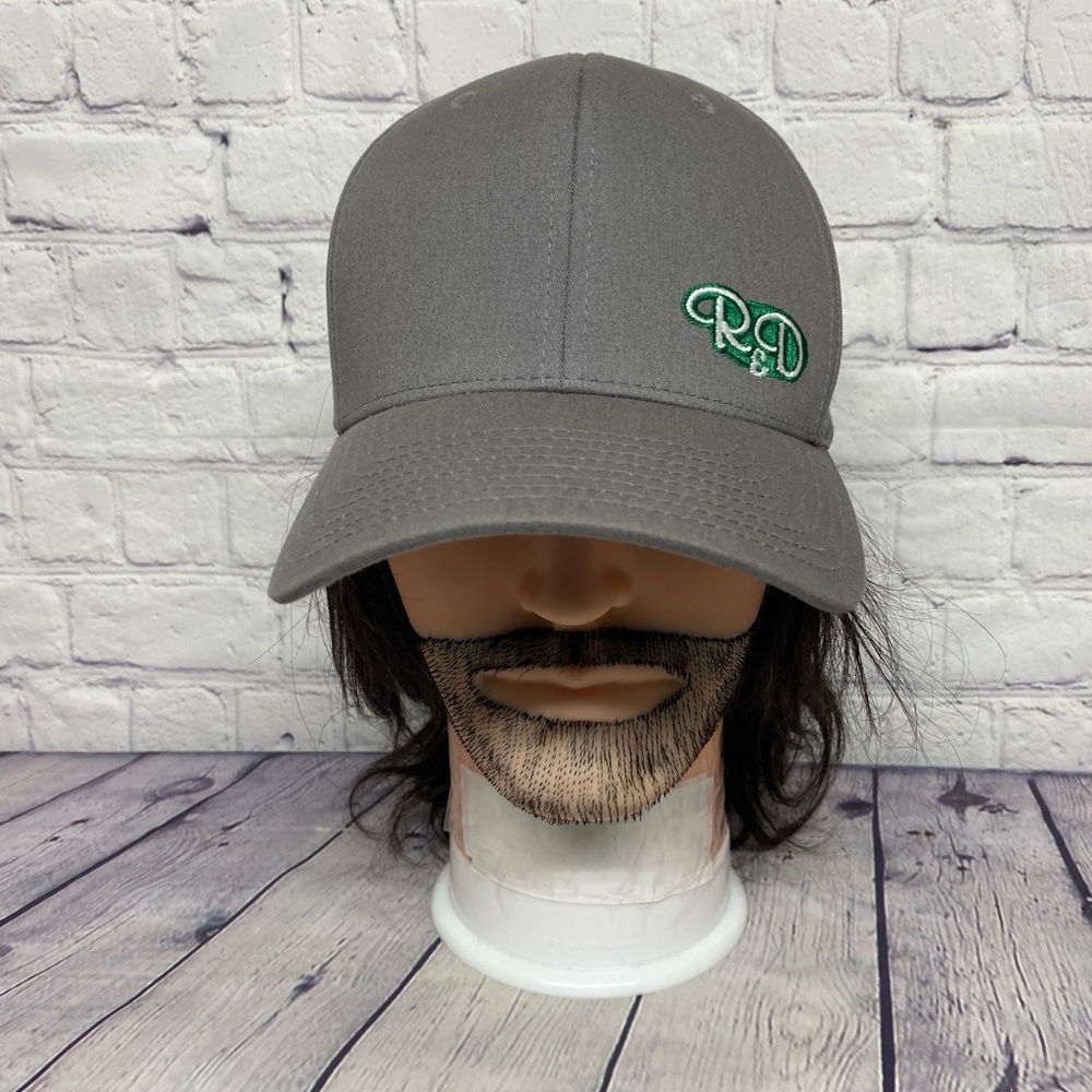 R&D Hat Cap Flex Fit Large-Extra Large L-XL Gray Cotton Embroidered Logo